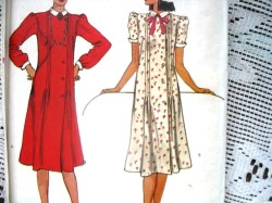7854 VOGUE BUTTON TUCK SS-LS COLLAR DRESS PATTERN 14
